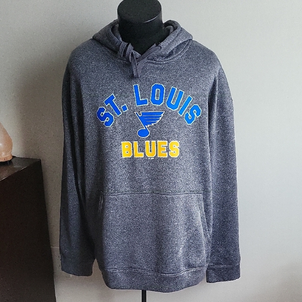 Champion Heather Gray St. Louis Blues Hoodie, 2XL, Exellent  Condition. Worm/coz